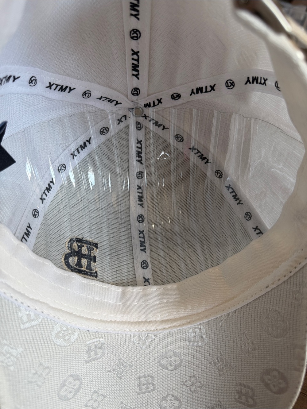 Monogram White Baseball Cap with Black 'BB' Patch - Picture 6 of 8